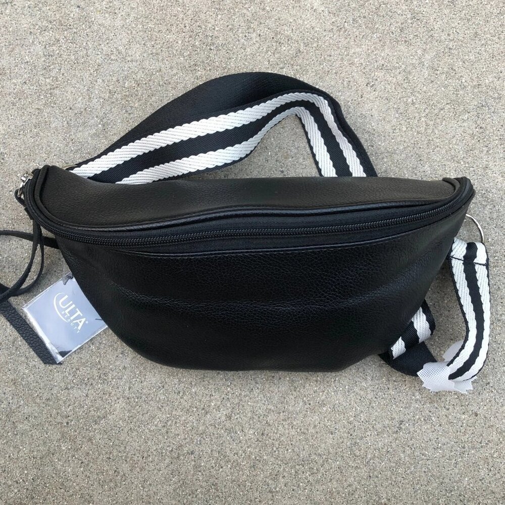 ULTA BEAUTY Vegan Leather Black Sling Bag Fanny Pack Zipper Purse​